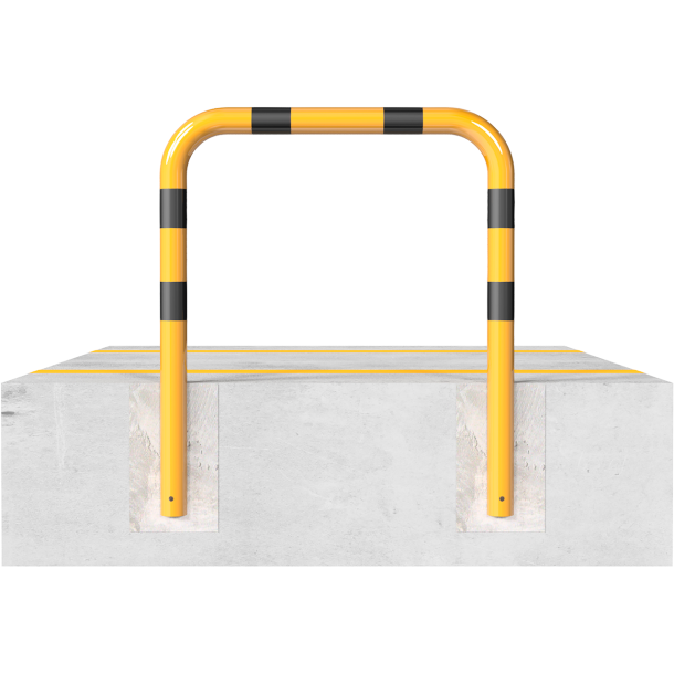 Anti-nudge hoop | steel tube  76 mm | yellow / black | total width: 400 | height above ground: 650 mm | for casting in concrete